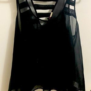 Black flowy sheer tank top